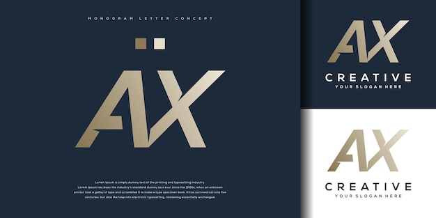 Diseño de logotipo abstracto monograma letra ax