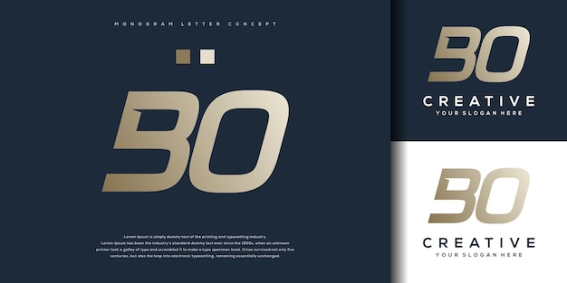 Diseño de logotipo abstracto monograma letra BO