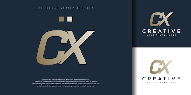 Diseño de logotipo abstracto monograma letra CX