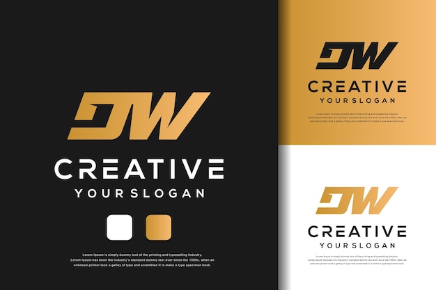 Diseño de logotipo abstracto monograma letra dw