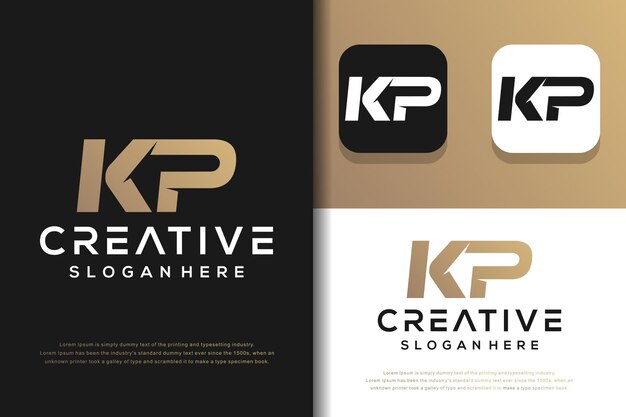 Diseño de logotipo abstracto monograma letra kp