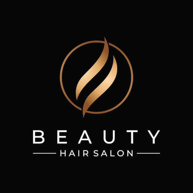 Vector diseño de logotipo abstracto de onda de cabello hermoso y lujosologo para salón de negocios cuidado de peluquería de belleza