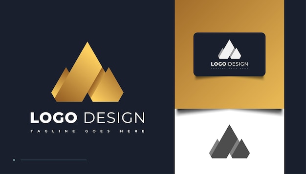 Diseño de logotipo abstracto oro letra A en estilo papel