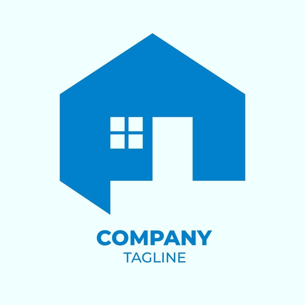 diseño de logotipo abstracto de tema inmobiliario en azul