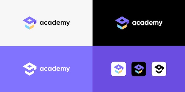 diseño de logotipo academia vector de logotipo educación moderna