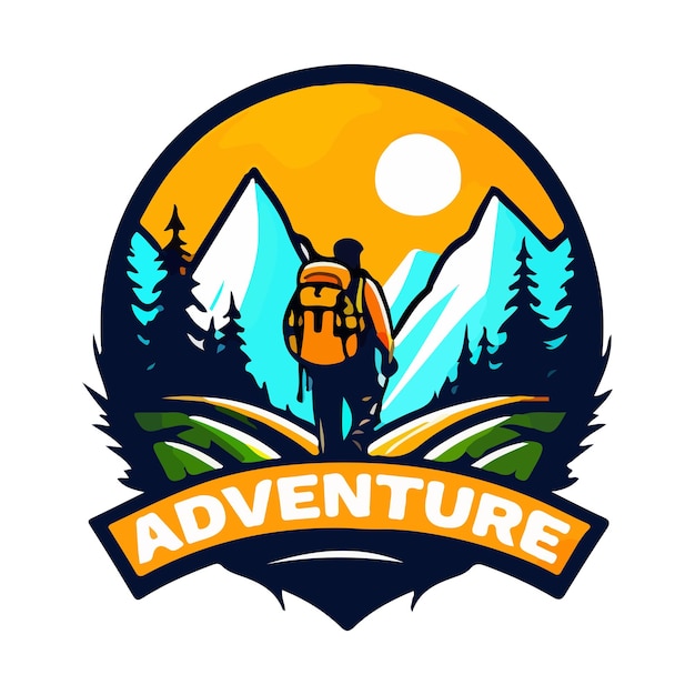 Vector diseño del logotipo de acampada y senderismo