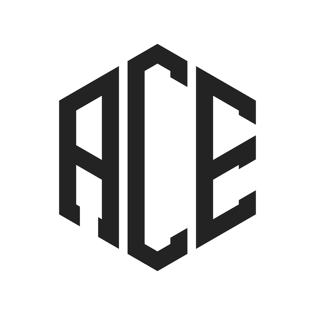 Diseño del logotipo de ACE Letra inicial Monograma de ACE Logotipo con forma de hexágono