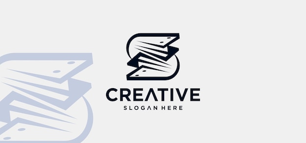Diseño del logotipo de acero con el vector de la letra S con el futuro icono moderno de la viga de acero