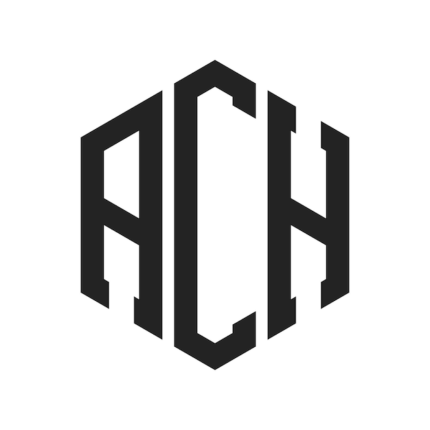 Diseño del logotipo ACH Letra inicial ACH Monograma Logotipo con forma de hexágono