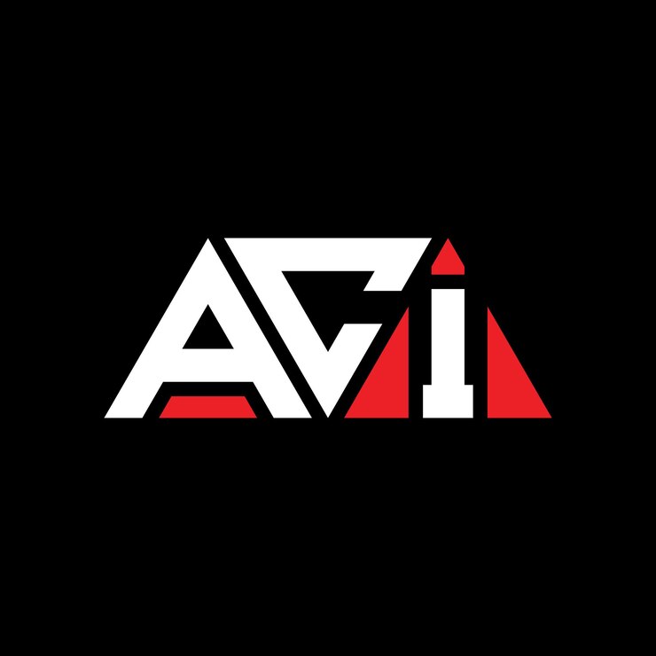 Vector diseño del logotipo de la aci con letras triangulares en forma de triángulo diseño del monograma del logotipo del aci con triángulo vectorial plantilla del logotipo con color rojo logotipo triangular aci simple elegante y lujoso logotipo aci
