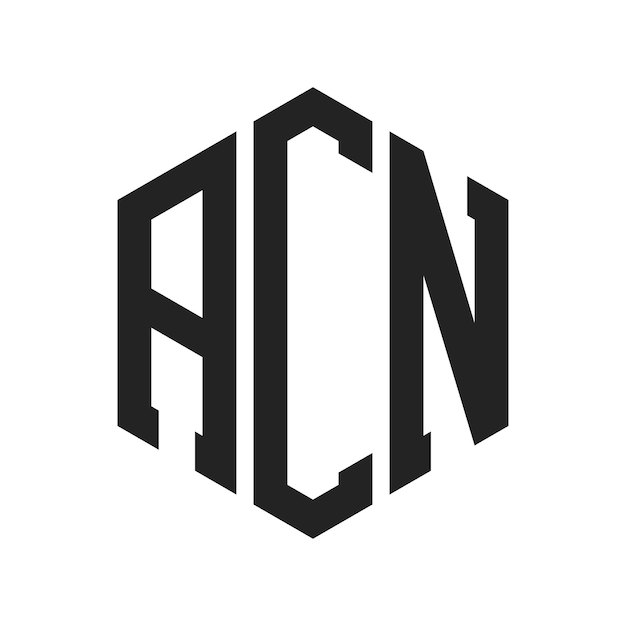 Diseño del logotipo de ACN Letra inicial Monograma de ACN Logotipo con forma de hexágono