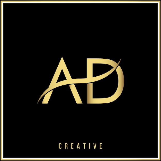 El diseño del logotipo de AD Creative Golden Latter es el logotipo de Minimal Latter en el logotipo de ilustración vectorial de color dorado.
