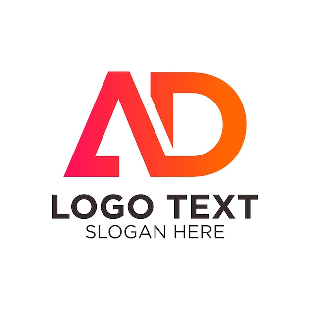 Diseño del logotipo de AD con letras de color naranja