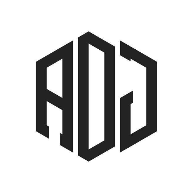 Diseño del logotipo ADJ Letra inicial ADJ Monograma Logotipo con forma de hexágono