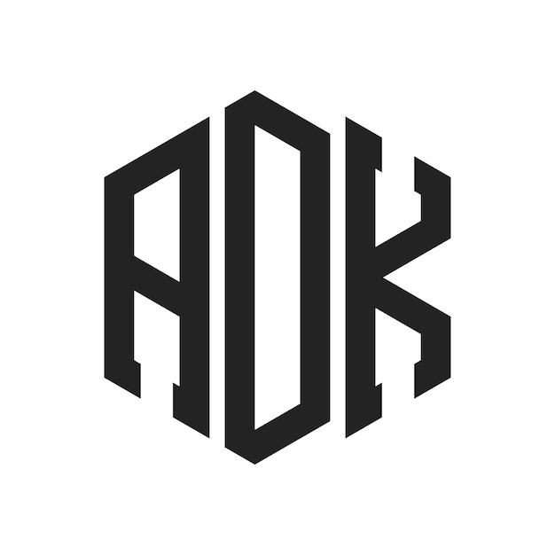 Diseño del logotipo ADK Letra inicial ADK Monograma Logotipo con forma de hexágono