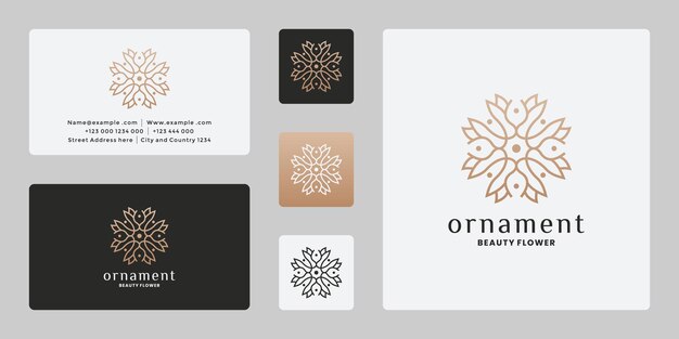 Diseño de logotipo de adorno de arte de línea femenina para salón, spa, marca