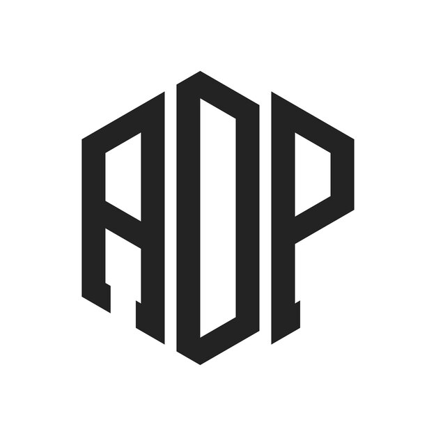 Diseño del logotipo ADP Letra inicial ADP Monograma Logotipo con forma de hexágono
