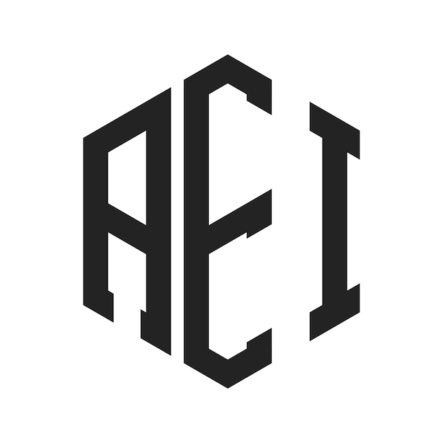 Diseño del logotipo de la AEI Letra inicial El logotipo del monograma de la AE I con forma de hexágono