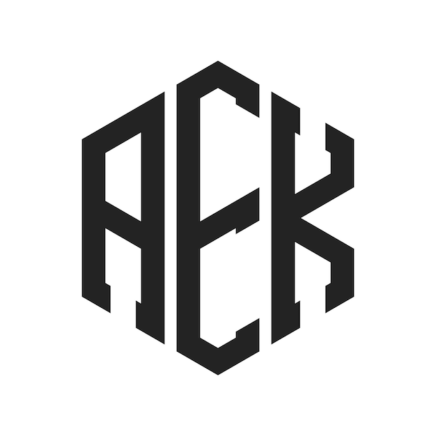 Diseño del logotipo de AEK Letra inicial AEK Monograma Logotipo con forma de hexágono