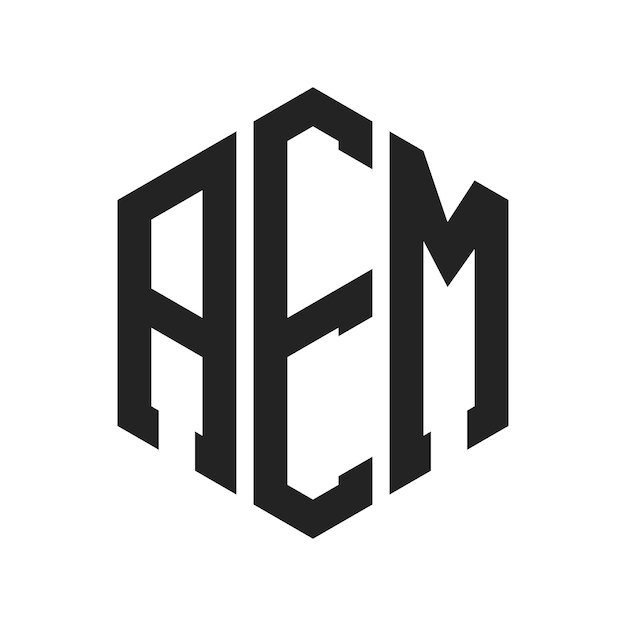Diseño del logotipo de AEM Letra inicial AEM Monograma Logotipo con forma de hexágono