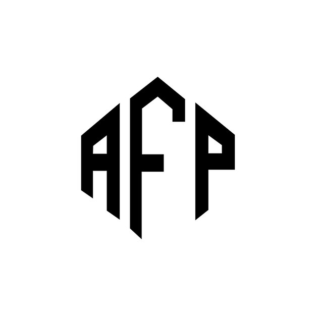 El diseño del logotipo de la AFP con letras en forma de polígono, polígono y cubo, el diseño del logotipio de la AFP en forma de hexágono, la plantilla del logotipo vectorial, los colores blanco y negro, el monograma de la AFP, el logotipo de negocios y bienes raíces.