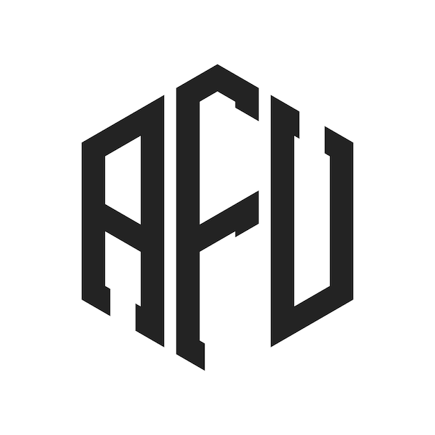 Diseño del logotipo de AFU Letra inicial Monograma de AFU Logotipo con forma de hexágono