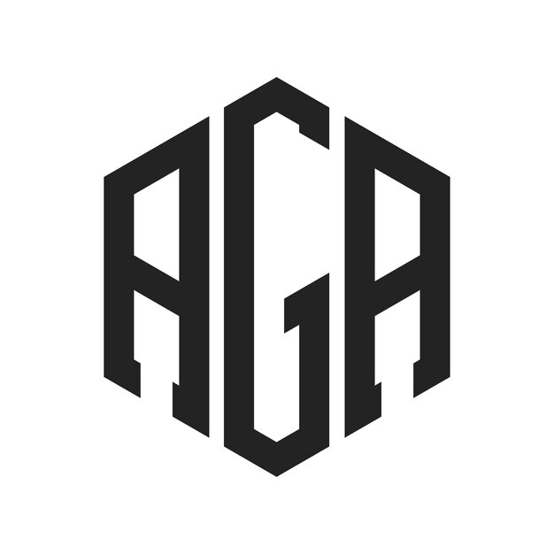 Diseño del logotipo AGA Letra inicial AGA Monograma Logotipo con forma de hexágono