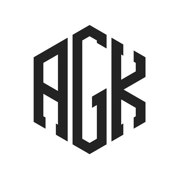 Diseño del logotipo AGK Letra inicial AGK Monograma Logotipo con forma de hexágono