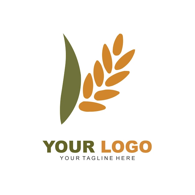 Diseño de logotipo de agricultura de arroz o trigo para su negocio y nombres de productos o para toda su idea