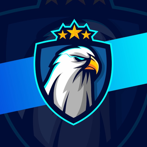 Diseño de logotipo de águila cabeza mascota esport