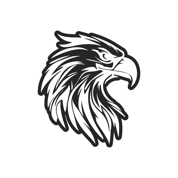 Diseño de logotipo de águila de ilustraciones vectoriales en blanco y negro