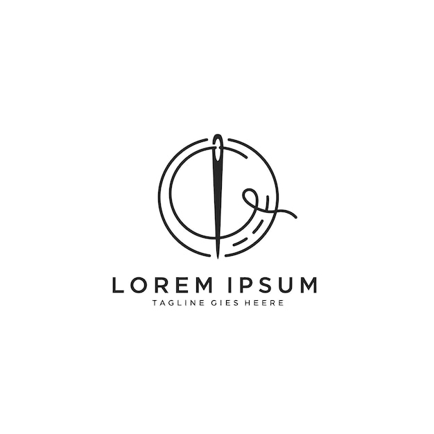 Diseño del logotipo de la aguja de coser