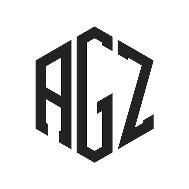 Diseño del logotipo AGZ Letra inicial AGZ Monograma Logotipo con forma de hexágono