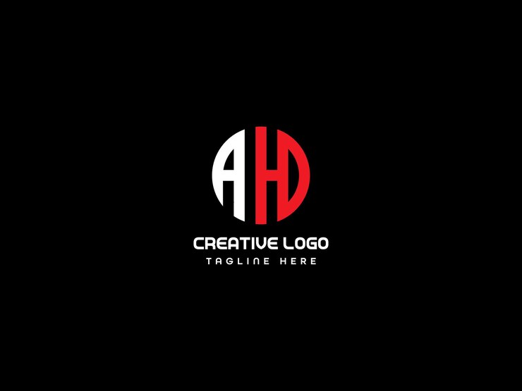 Diseño del logotipo de AH - Círculo Creativo Rojo y Blanco