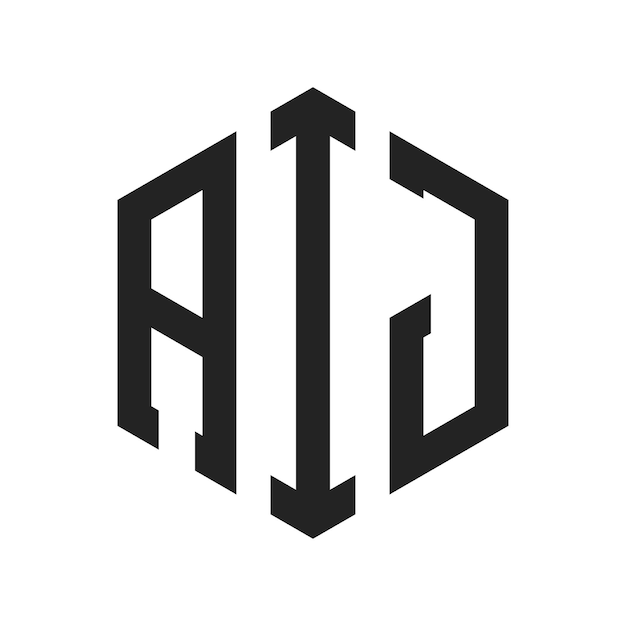 Diseño del logotipo de AIJ Letra inicial AIJ Monograma Logotipo con forma de hexágono