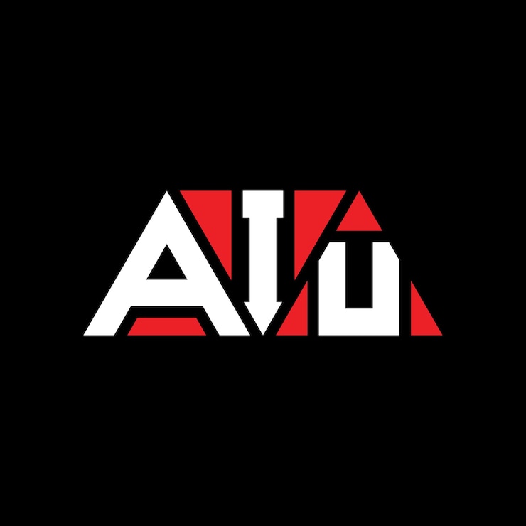 Vector diseño del logotipo de la aiu con letras triangulares con forma de triángulo diseño del logotipo del triángulo monograma aiu triángulo vectorial plantilla del logotipo con color rojo logotipo triangular aiu sencillo elegante y lujoso logotipo aiu