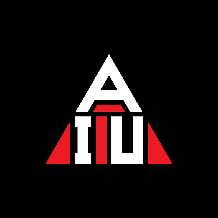 Vector diseño del logotipo de la aiu con letras triangulares en forma de triángulo diseño del monograma del logotipo del aiu con triángulo vectorial plantilla del logotipo con color rojo logotipo triangular de aiu simple elegante y lujoso