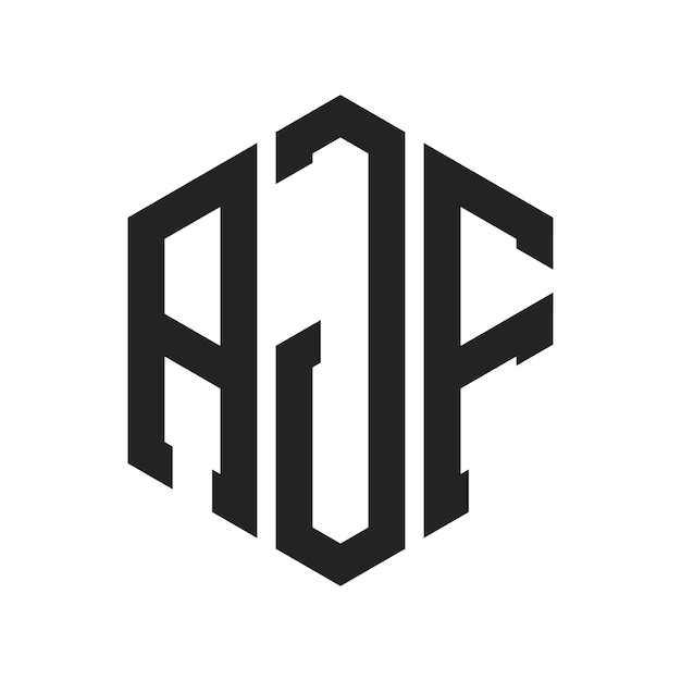 Diseño del logotipo AJF Letra inicial AJF Monograma Logotipo con forma de hexágono