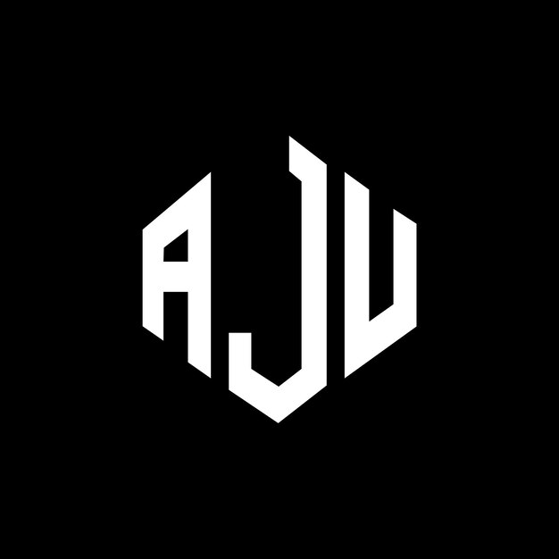 El diseño del logotipo de AJU con letras en forma de polígono AJU diseño de logotipo en forma de póligono y cubo AJU hexágono modelo de logotipo vectorial colores blanco y negro AJU monograma logotipo de negocios y bienes raíces