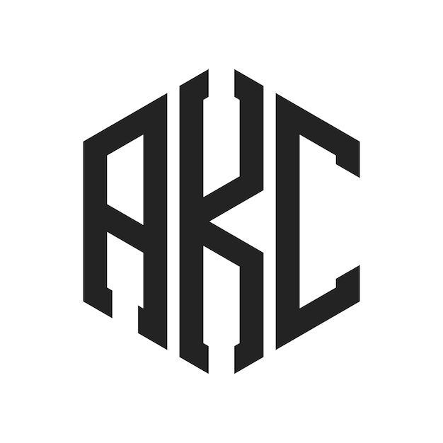Diseño del logotipo de AKC Letra inicial Monograma de AKC Logotipo con forma de hexágono