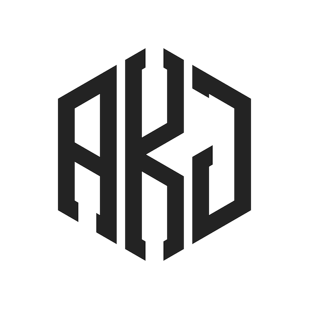 Diseño del logotipo AKJ Letra inicial AKJ Monograma Logotipo con forma de hexágono