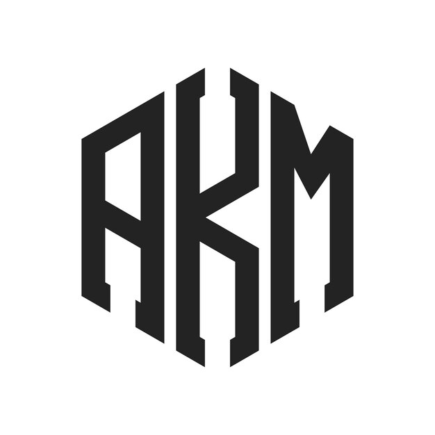 Diseño del logotipo de AKM Letra inicial Logotipo del monograma de AKM con forma de hexágono