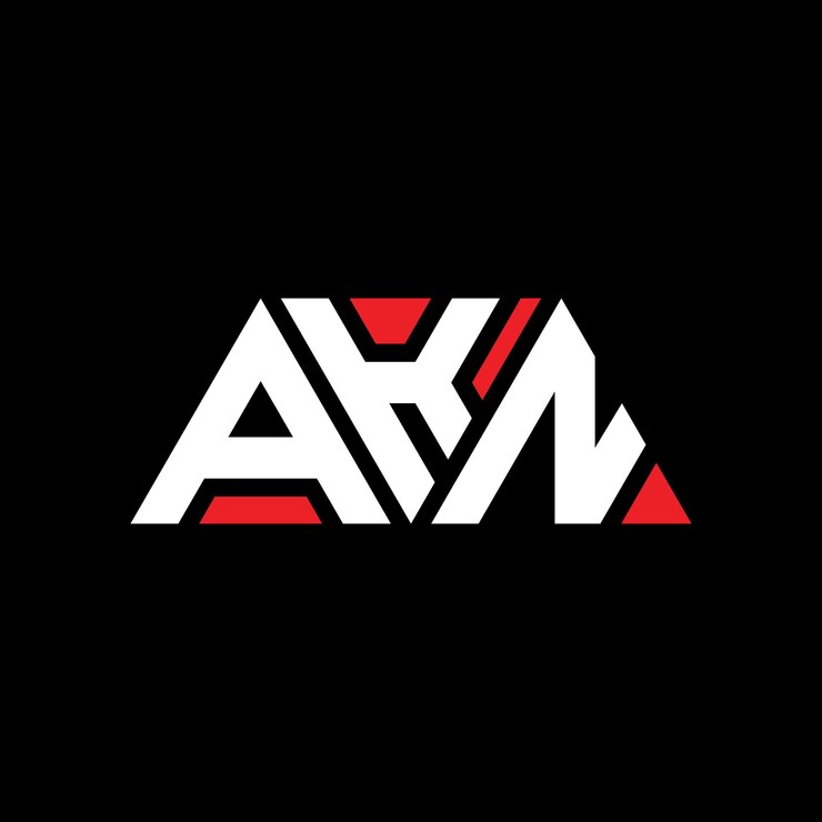 Vector el diseño del logotipo de akn triángulo con forma de triángulo akn diseño de logotipo triángulo monograma akn modelo de logotipo vectorial triángulo de color rojo akn logotipo triangular sencillo elegante y lujoso logo akn