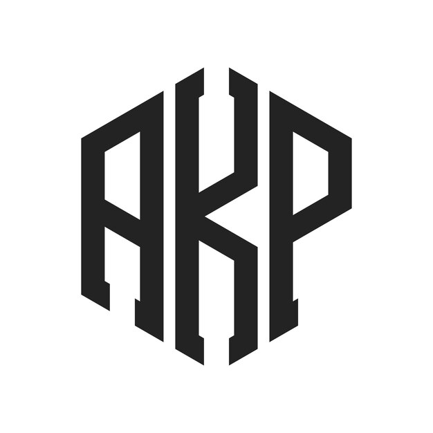 Diseño del logotipo AKP Letra inicial AKP Monograma Logotipo con forma de hexágono