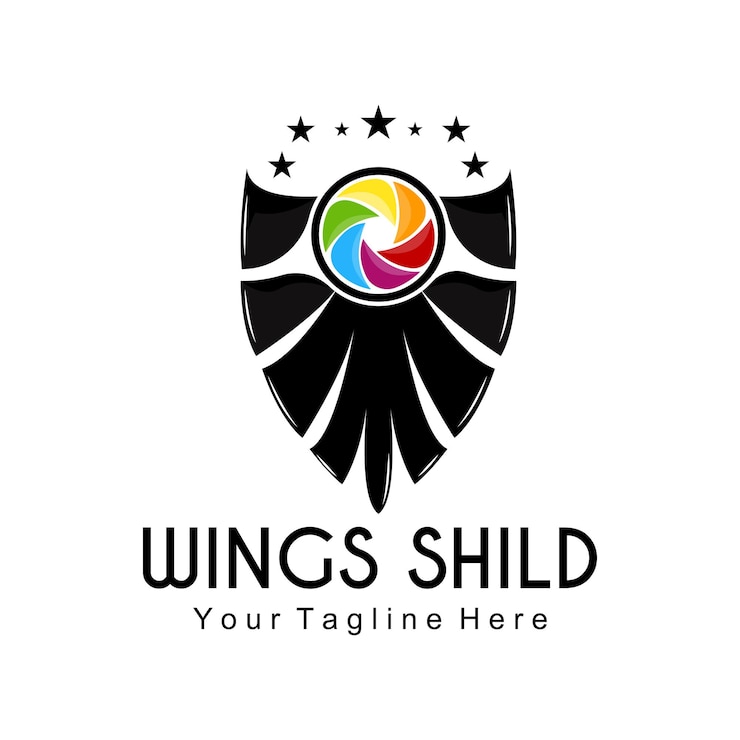 Diseño Logotipo Alas Escudo Alas Ilustración Vector Pluma Pájaro