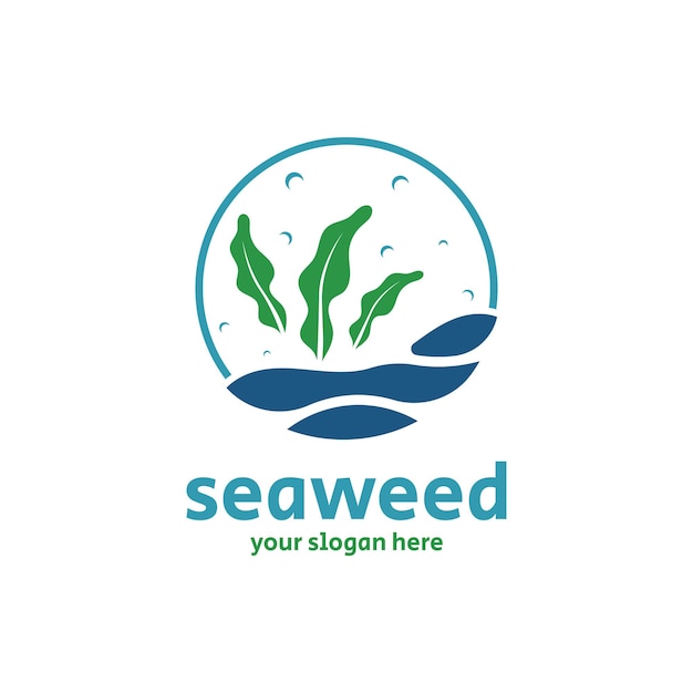 Diseño de logotipo de algas marinas con ilustración vectorial