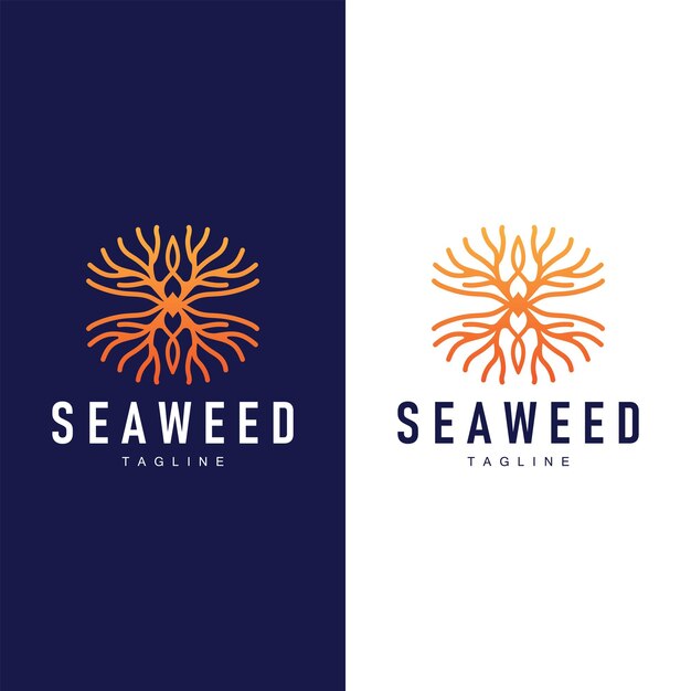 Diseño del logotipo de las algas Plantas submarinas Ilustración de plantilla