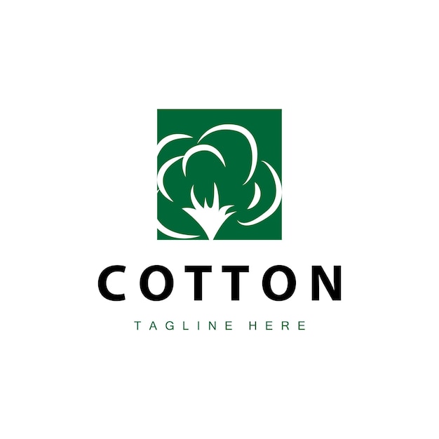 diseño de logotipo de algodón flor algodón suave material textil vegetal orgánico plantilla plantilla de ilustración de ropa