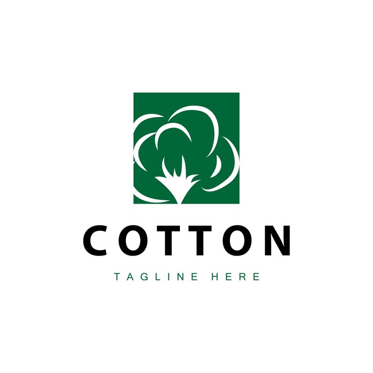 Vector diseño de logotipo de algodón flor algodón suave material textil vegetal orgánico plantilla plantilla de ilustración de ropa
