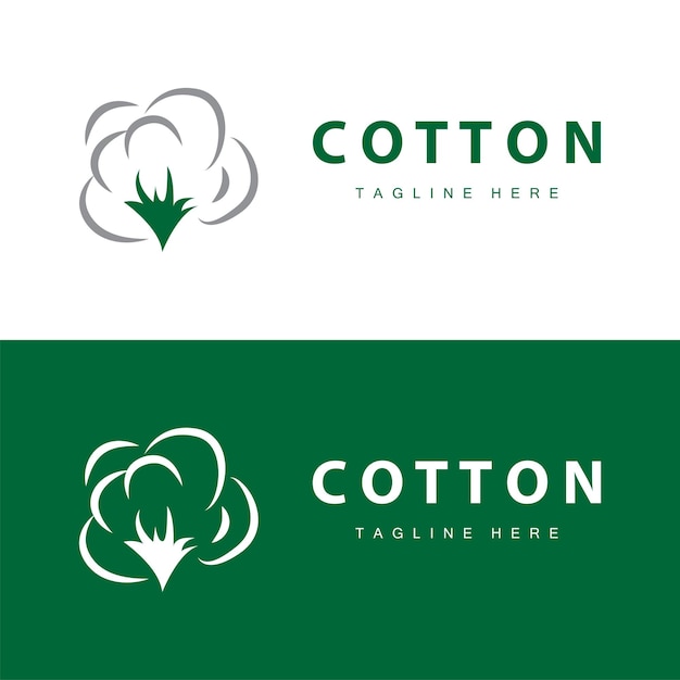 diseño de logotipo de algodón flor algodón suave material textil vegetal orgánico plantilla plantilla de ilustración de ropa